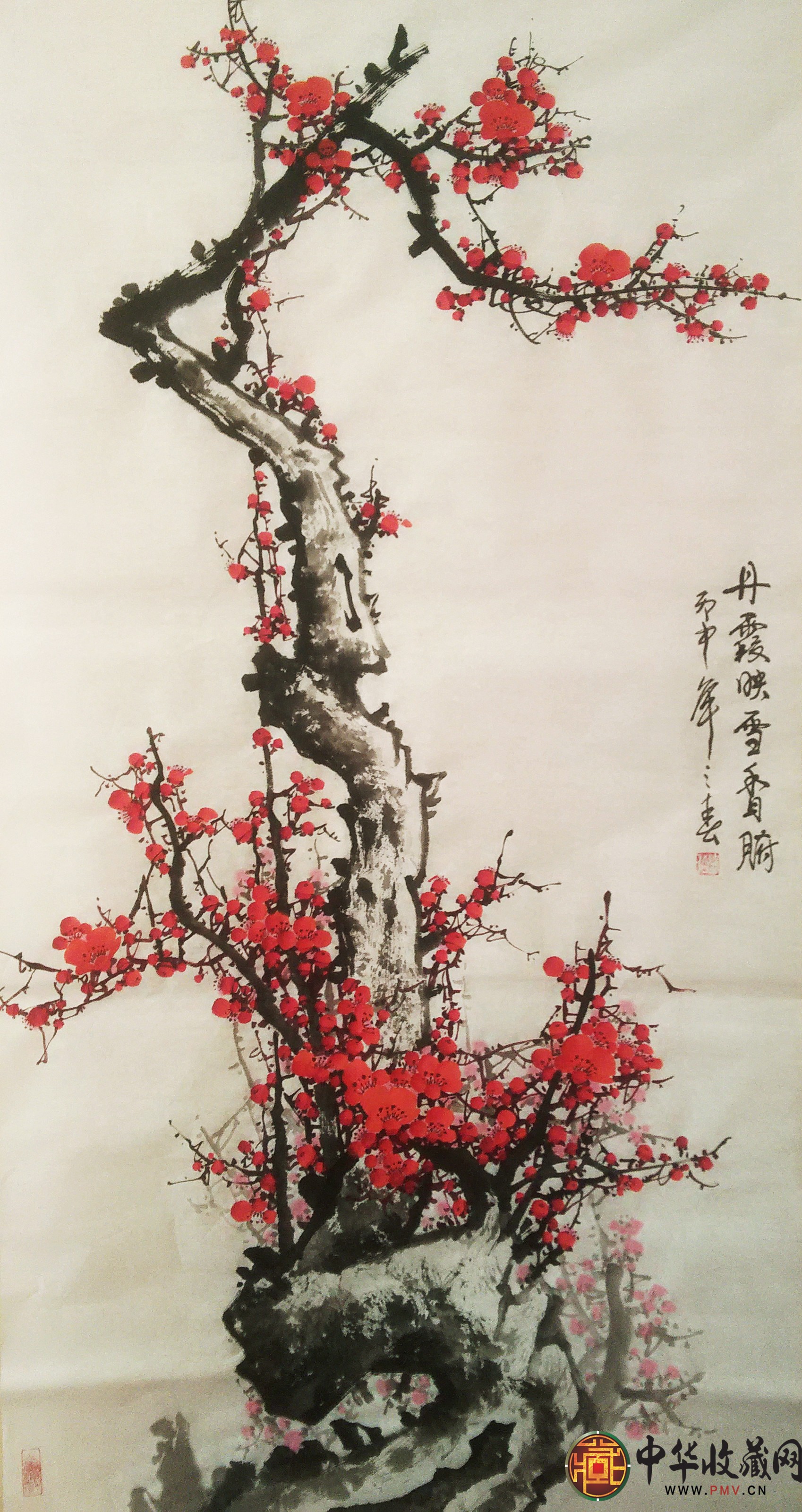 李森四尺豎幅國(guó)畫(huà)作品《丹霞映雪香沁腑》