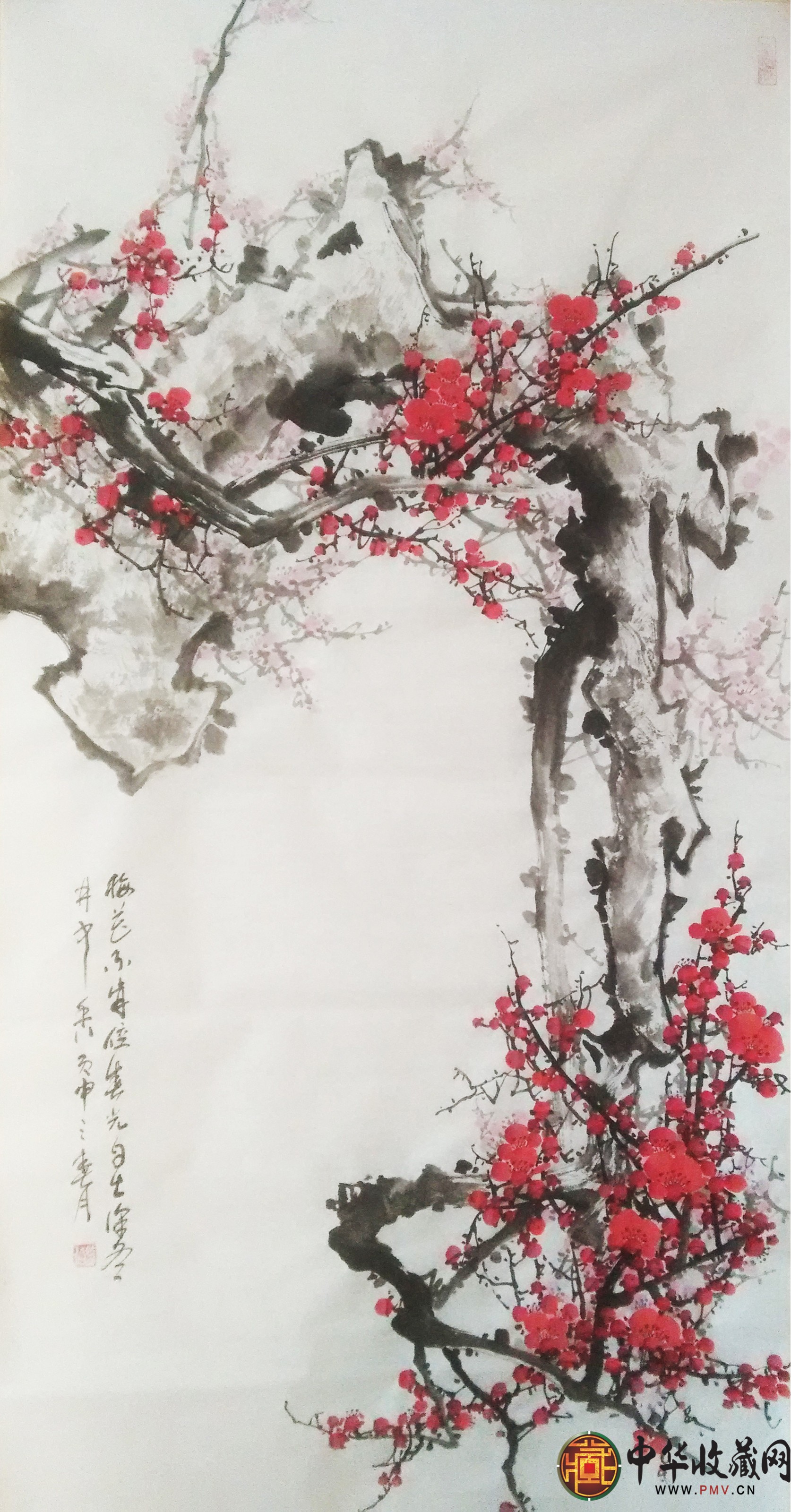 李森四尺豎幅國(guó)畫(huà)作品《梅花不肯傍春光自在深冬月中香》
