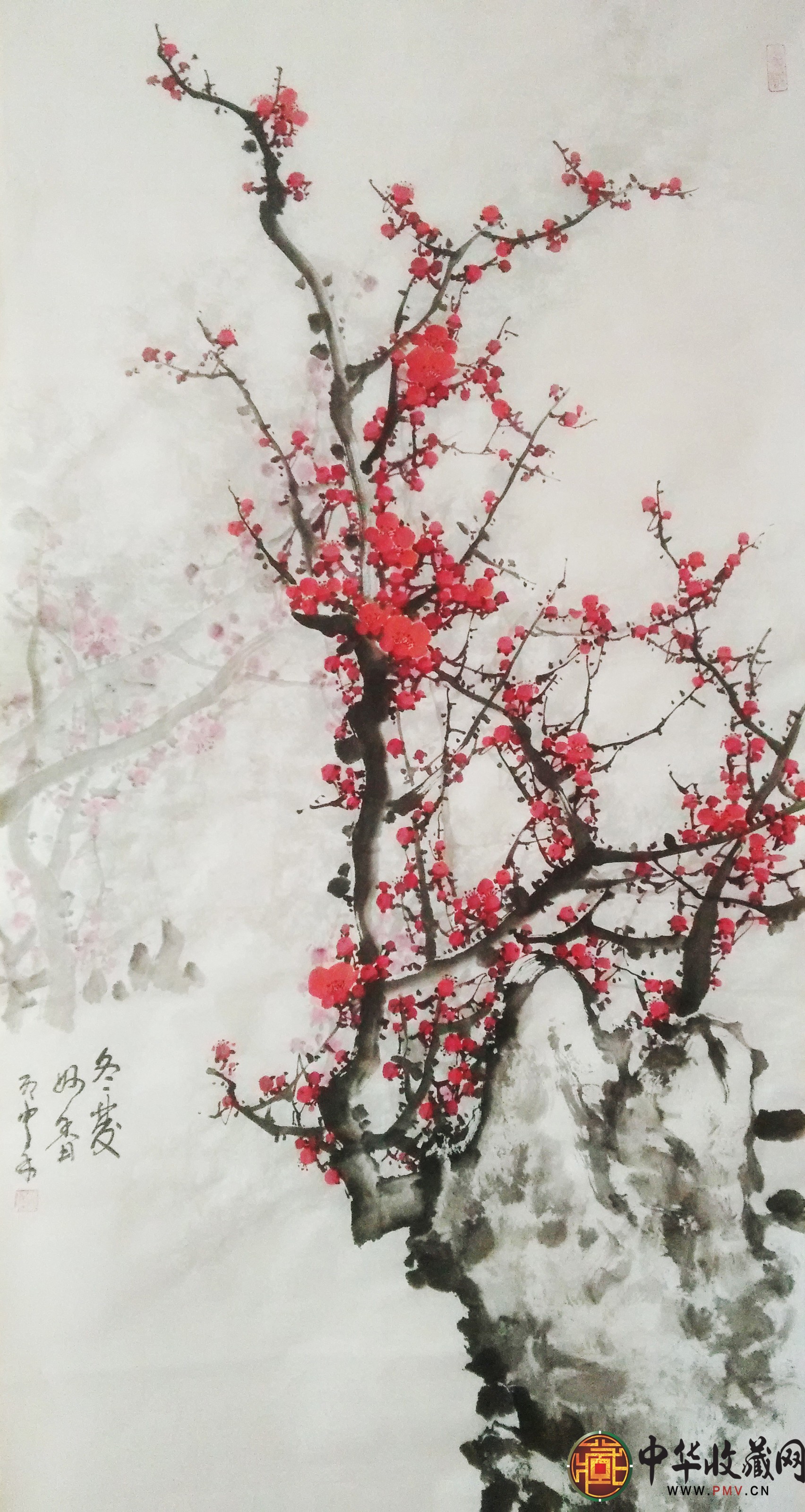 李森四尺豎幅國(guó)畫(huà)作品《冬發(fā)秒香》