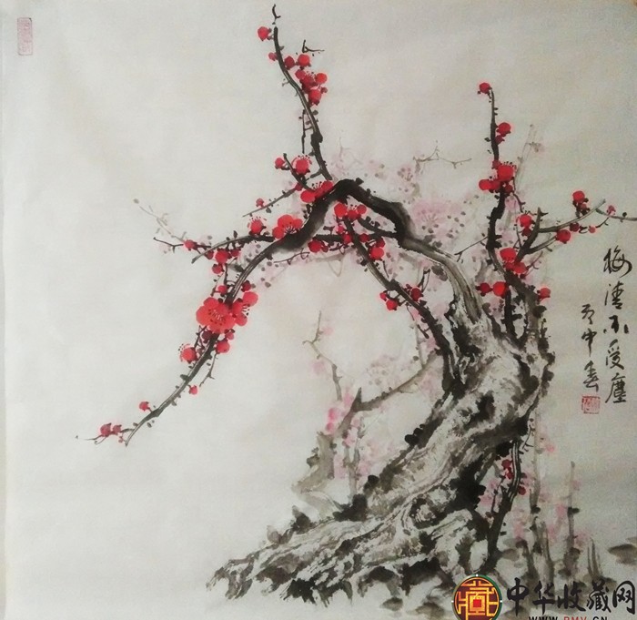 李森斗方作品國(guó)畫(huà)作品《梅清不受塵》